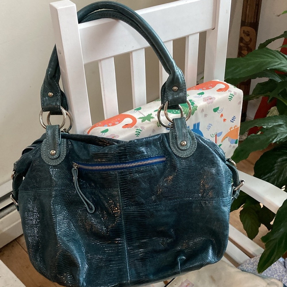 MOMO Thailand Leather Teal Satchel
